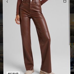 Bershka Brown leather pants
